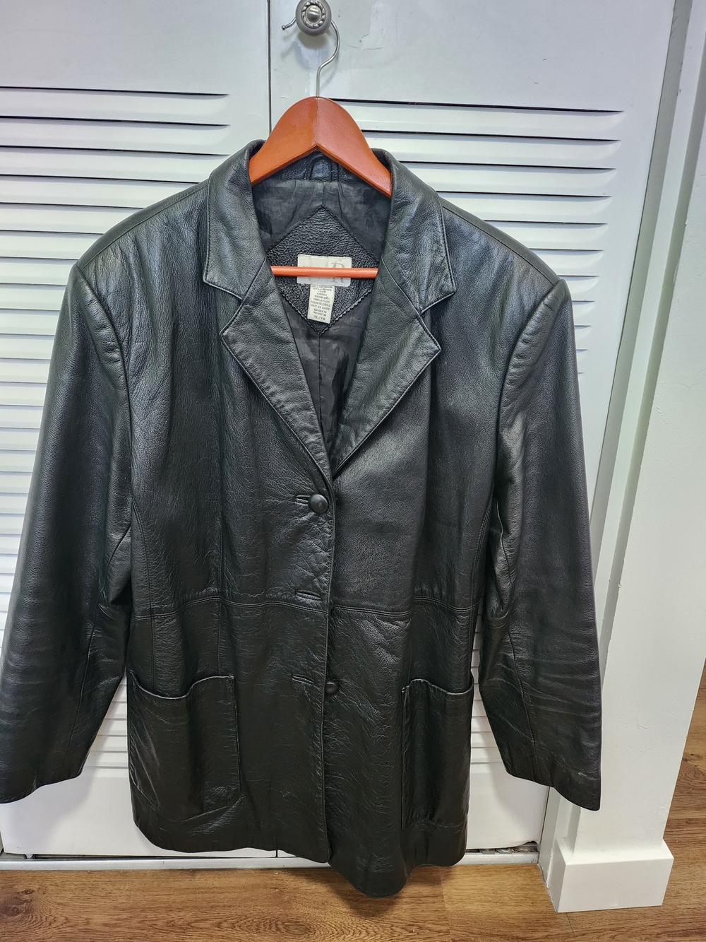 Northern Reflections Black Leather Single-Button Blazer Jacket